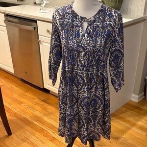 Roller Rabbit Blue and Gold Patterned Dress